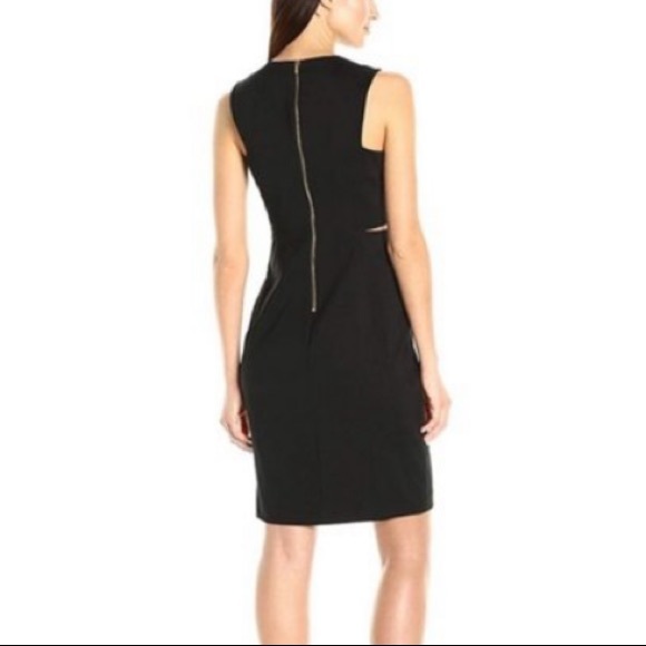Calvin Klein Black Side Cut Out High Neck Sheath Dress - Size 6 - Picture 2 of 14